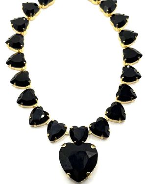 Achala Handcrafted Crystal Heart Necklace - Black