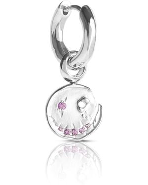 Kasun Smile Hoop Earrings – February – Amethyst – - White