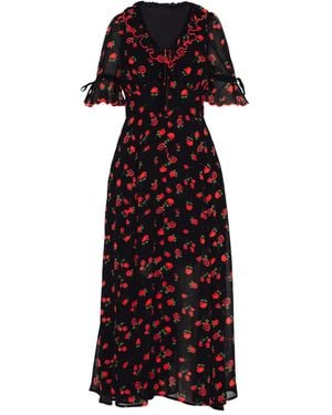 Rose & Nancy Toni Rose Print Velvet Tie Maxi Dress - Red