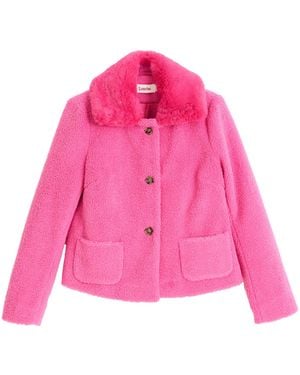 Louche Apple Borg Faux Fur Collar Cropped Jacket – - Pink