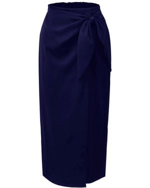 Smart and Joy Wrap Skirt Tied On Side - Blue