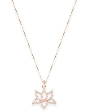 Seven Saints Rose Illuminate Lotus Necklace, Topaz Pave, Rose Over Sterling - Metallic