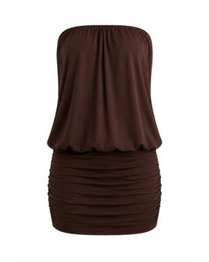 Maison De Gala Luna Mocha Mini Dress - Brown