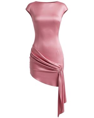 Aisl Ruched Drape Cascade Mini Dress - Pink