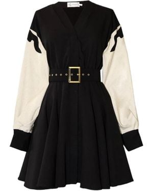 ALINA CERNĂTESCU Neutrals Posy Mini & Linen Embroidered Office Dress - Black