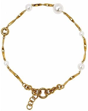 Kirei Arc Twisted Pearl Necklace - Metallic