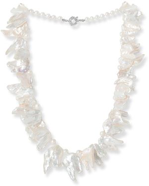 Pearls of the Orient Online Decus Large Iridescent Keishi & Almost Round Cultured Freshwater Pearl Necklace - White