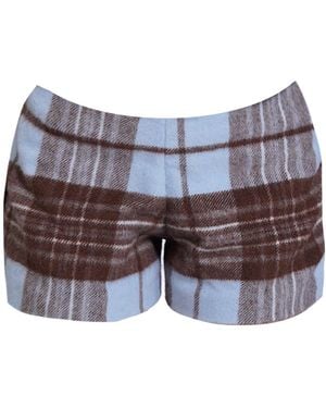 28Natelier The Plaid Wool Shorts - Purple