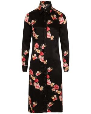 Sophie Cameron Davies Peony Silk Midi Dress - Black