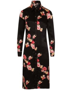 Sophie Cameron Davies Peony Silk Midi Dress - Black