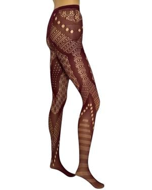 HIGH HEEL JUNGLE by KATHRYN EISMAN Winona Fishnet Tights Burgundy - Purple