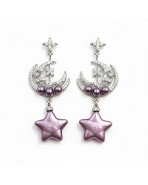 Ninemoo Moonlit Bloom Star Pearl Earrings - Metallic