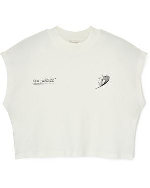 Sea_Washed Organic Cropped Tee - White