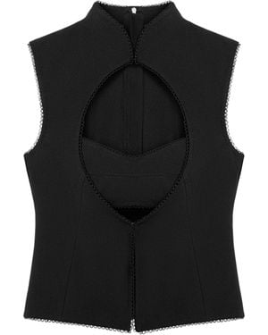 Nocturne Braid-Trim Bustier Top With Built-In Bra - Black