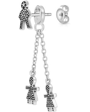 Unaloe Sterling Pavé Effect Double Chain Drop Earrings Charms Jewelry For - White