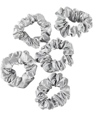Soft Strokes Silk Pure Mulberry Silk Regular Scrunchie Set Of Five - Metallic