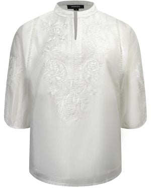 Smart and Joy Embroidered Tencel-Blend Blouse - Gray