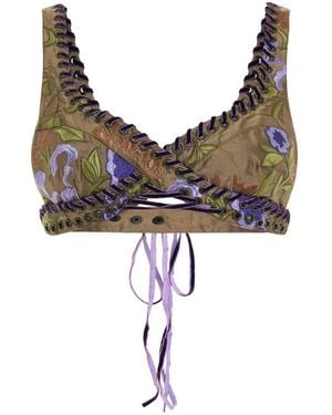 Maison sél Eyelet Detailed Bra - Brown