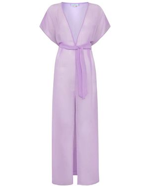 Leyla Maya Ltd Sophia Sheer Long Beach Dress - Purple