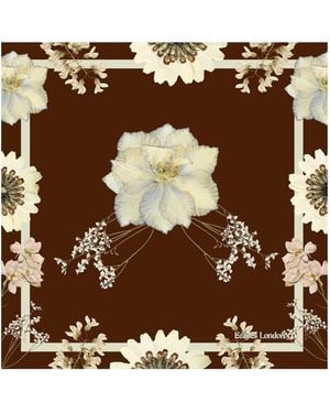 Baines London Neutrals 'Home' Classic Chocolate Pure Silk Floral Scarf - Brown