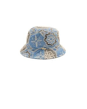 DORIA 1905 Fabric Embroidery Bucket Hat - Blue