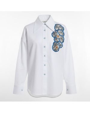 Up-fuse Embroidered Asymmetrical Shirt - Blue