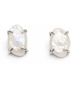 Pearl Code Rozeta Sunrise — Ancient Symbol Keshi Pearl Earrings - Metallic