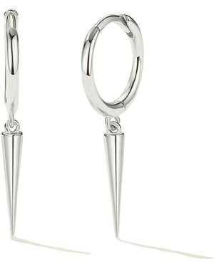 Harfi Dainty Spike Huggie Small Hoop Sterling Earrings - White