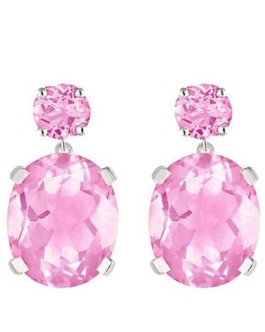 Augustine Jewels Sterling Topaz Drop Earrings - Pink