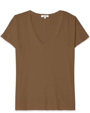 NOEND Supima Cotton Deep V Neck Tee - Brown