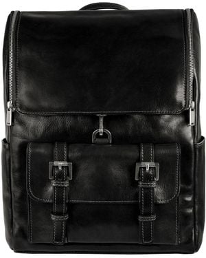 Time Resistance Large Leather Backpack - Black