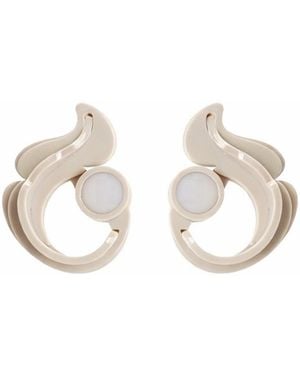 Gissa Bicalho Neutrals Handmade Acrylic Earring Petals And Stone Clay - Metallic