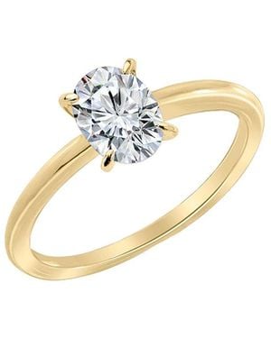 Diamonbliss Embellished Swarovski Stone Plated Sterling Solitaire Oval Cut Ring One Carat - Metallic