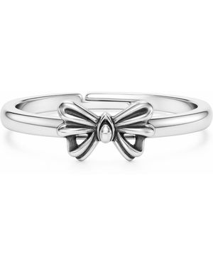 Unaloe Sterling Bow Ring – Romantic, Feminine, Adjustable - Metallic
