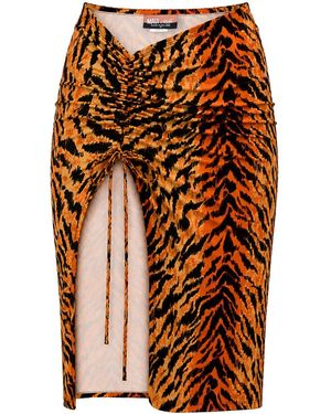 Maui X Lolita Tora Tiger Print Drawstring Swim Skirt Cover Up - Brown