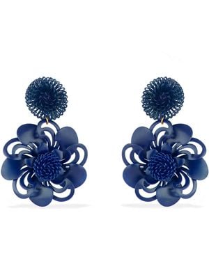 Pats Jewelry Pompom Flower Earrings - Blue
