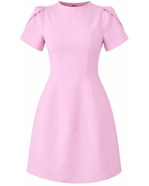 Girl In Mind Ami Tulip Sleeve High Neck Mini Dress - Pink