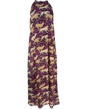 Any Old Iron Wild Cheetah Halter Dress - Purple