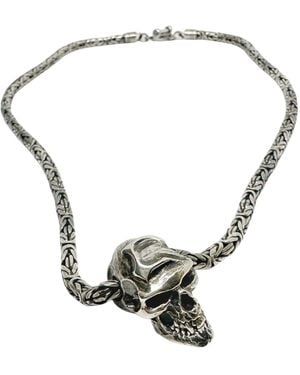 Tg-Jewellery by Tamara Gervasio Sterling Skull Pendant Necklace – Oneself Japanese Symbol Engraving - Metallic