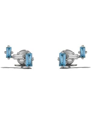 Onia Aquamarine & Diamond Cluster Tri-Studs - Blue