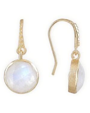 Giselle Vale — London Charis Round Gemstone Earrings Moonstone - Metallic