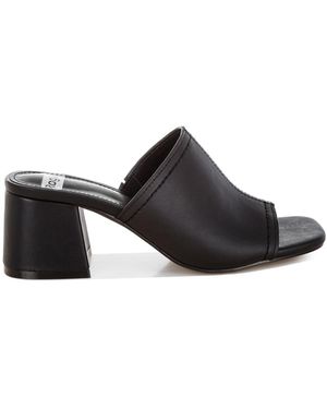Rag & Co Wuling Slip-On Soft Leather Heels - Black
