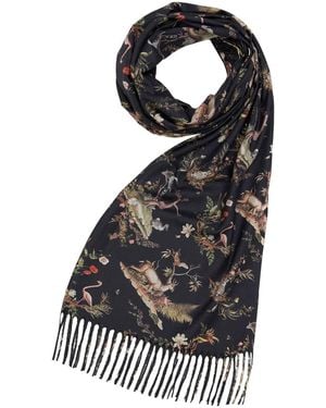 Fable England Wonderland Toile Fringe Scarf - Black