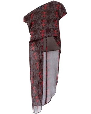 LAHIVE Neutrals Elizabeth High Low Chocolate Silk Blouse - Purple