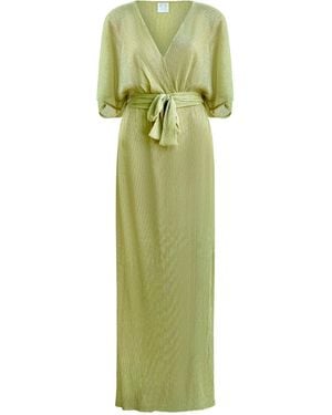 Why Mary Aphrodite Sheer Lurex Maxi Dress - Green