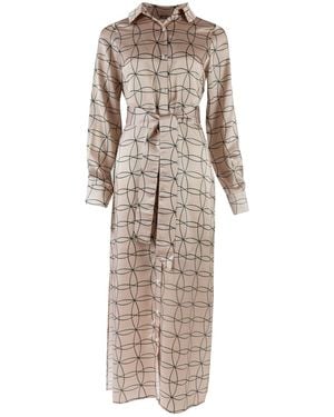 Nokaya Neo Geo Silk Shirt Dress - Natural