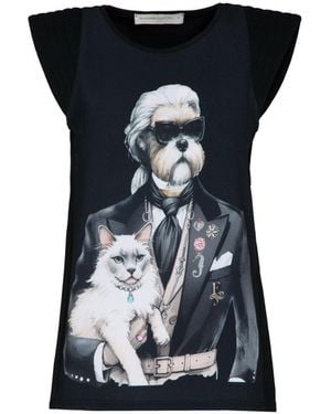 The Extreme Collection Cotton T-Shirt With Quilted Shoulder Pads - Black