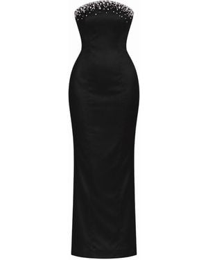 Gushka Solenne Crystal-Embellished Strapless Maxi Dress - Black