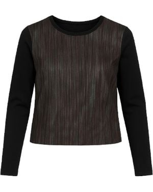 Conquista Modern Textured-Front Long-Sleeve Top - Black