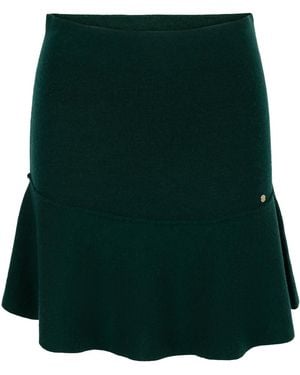 tirillm Anita Short Merino Wool Flared Skirt -Dark - Green